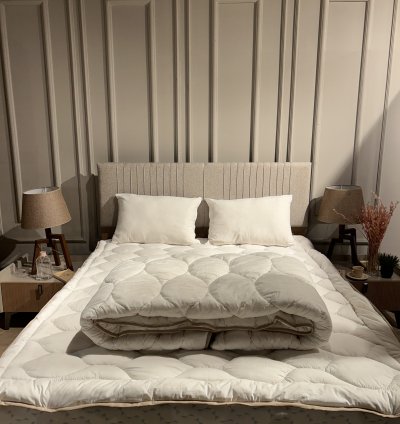 195x215 Çift Kişilik Doğal Kuzu Yünü Yorgan | Merinos Kuzu Yünü