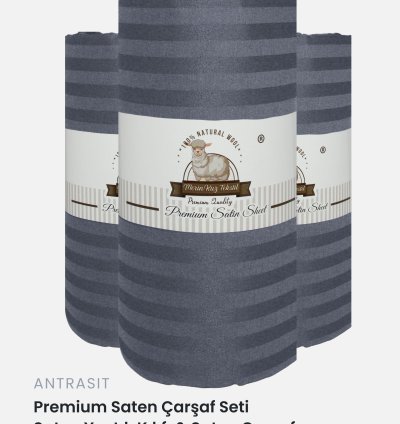 Saten Çarşaf Takımı(Antrasit Gri)